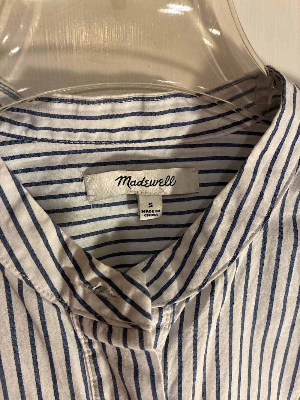 Madewell Striped Peplum Button Front Shirt Size S